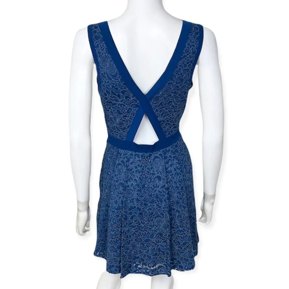 Free People Lovely In Love Lace Dress in Brilliant Blue - sz Medium